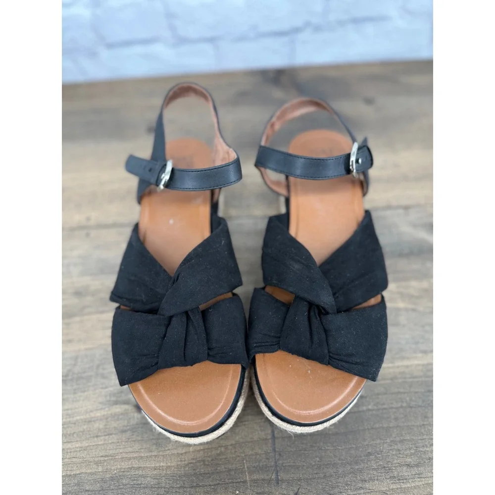 Naturalizer Berry Black Espadrille Platform Sandals Size 10 Beachy Boho Coastal